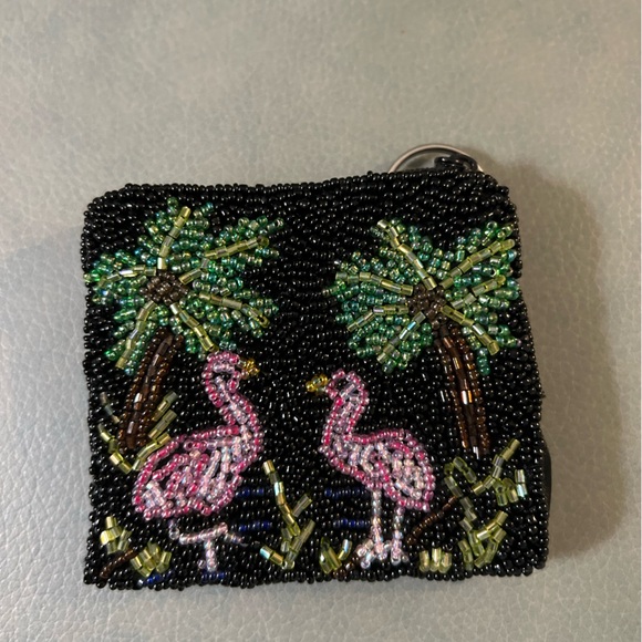 Beaded Flamingo Keychain coin purse - Picture 2 of 4
